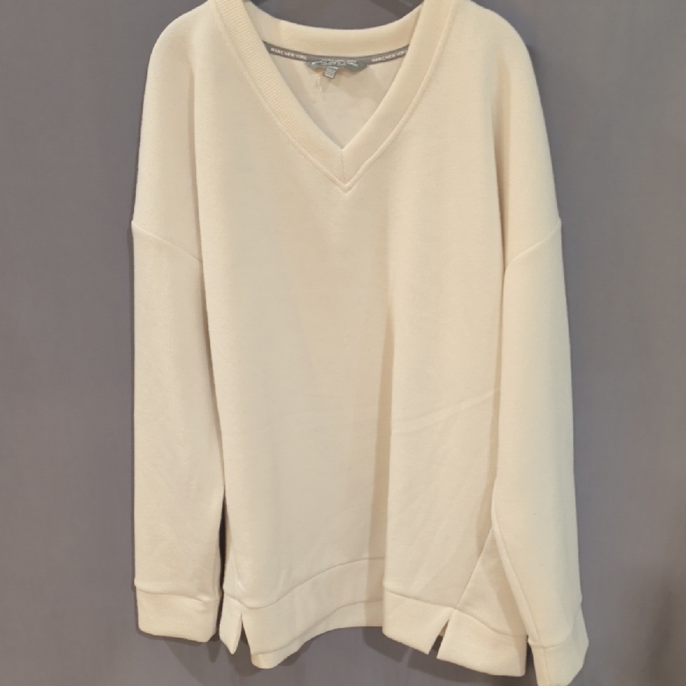 Cream V-Neck Women's Sweater XXL
